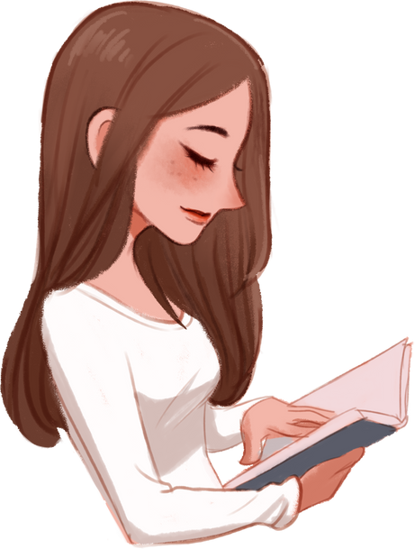 Girl Reading Book Illustration